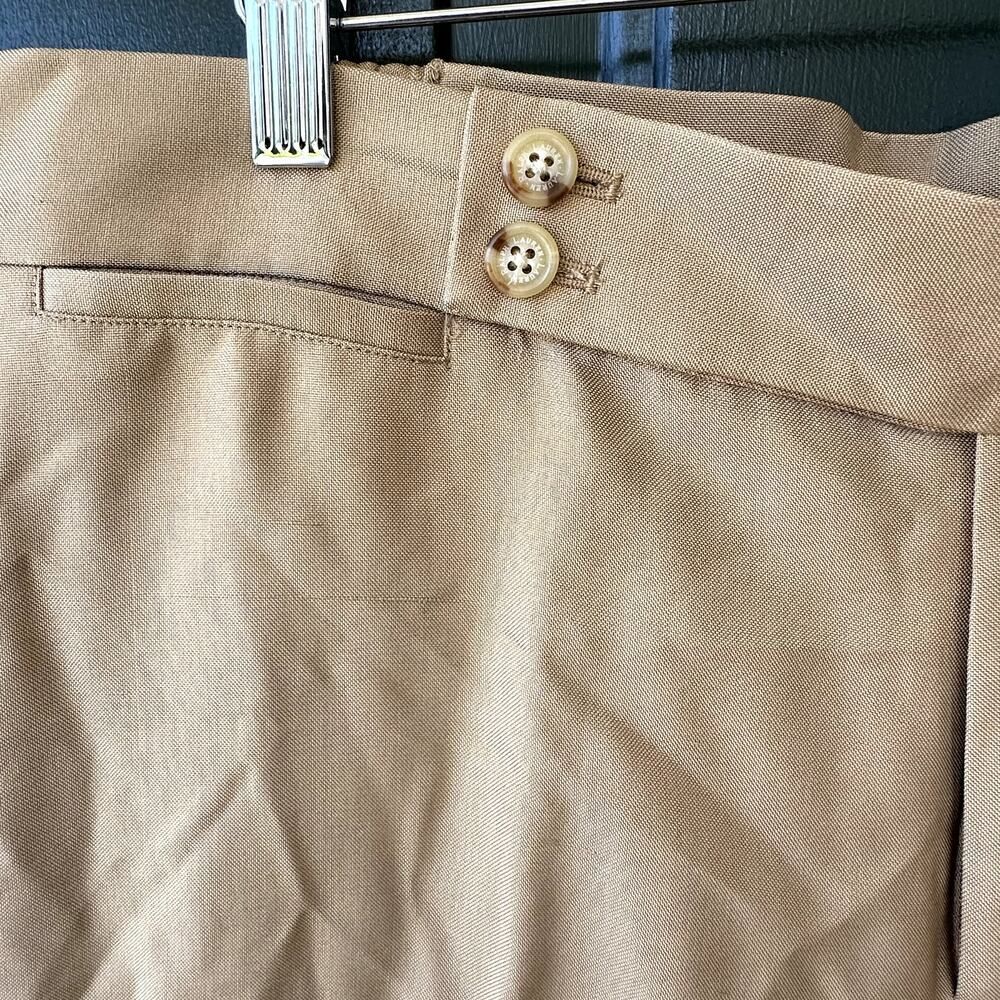 NWT Lauren Ralph Lauren 100% Silk Sz 16W Flat Front Tan Wide Leg Trousers - Picture 2 of 8